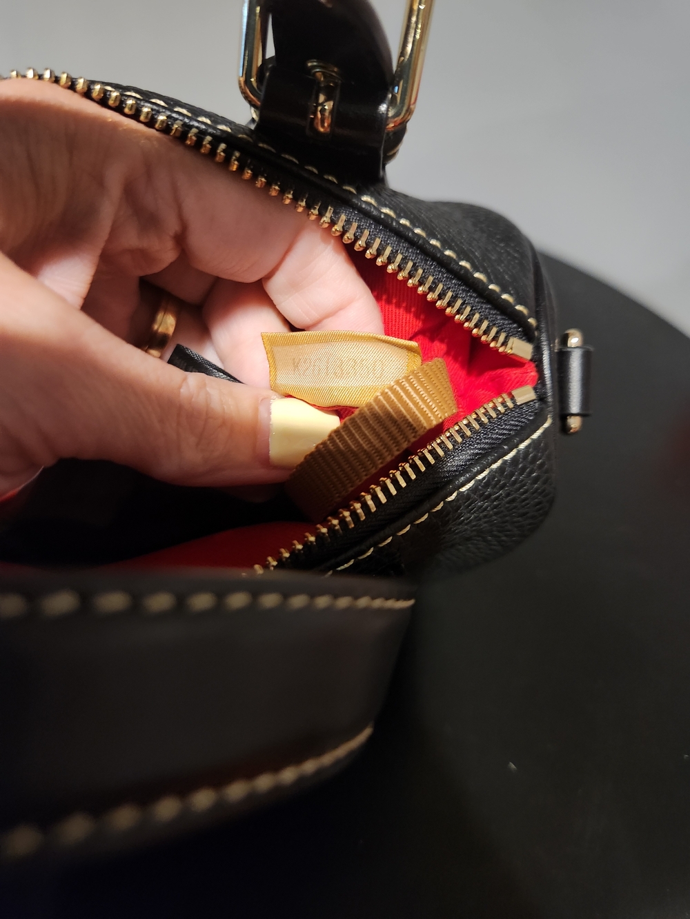Dooney & Bourke Black Pebbled Kendra Satchel with Tassel and Gold Hardware - Picture 6 of 7
